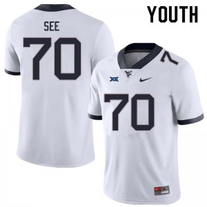 Youth West Virginia Mountaineers NCAA #70 Shawn See White Authentic Nike Stitched College Football Jersey HX15I86VB